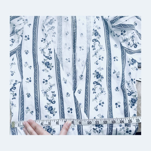 SOLD NEW Reformation Summer Wrap Linen Midi Dress White Blue Floral M Medium NWT - Picture 10 of 11